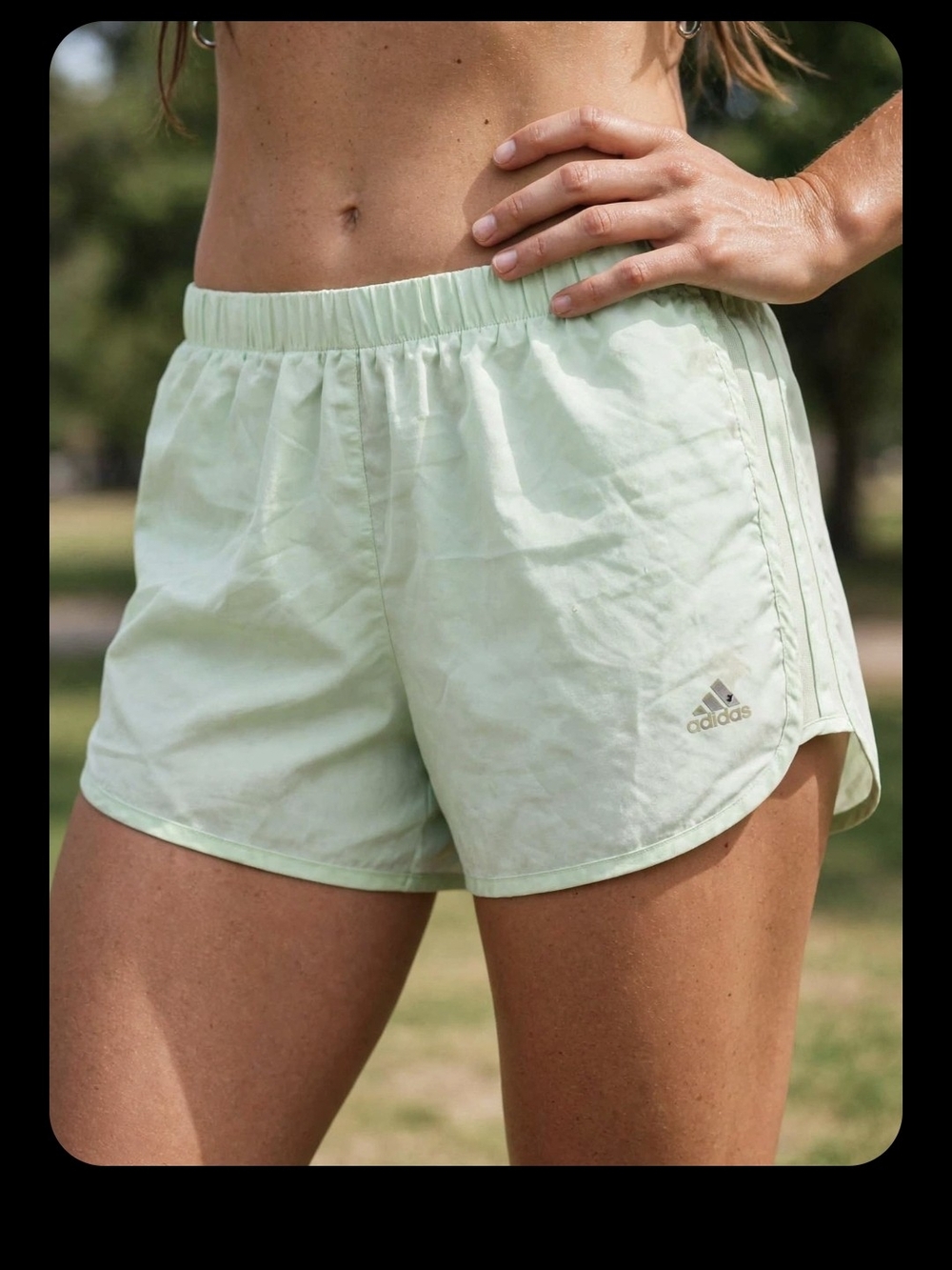 adidas Women's Mint Green Athletic Running Shorts
